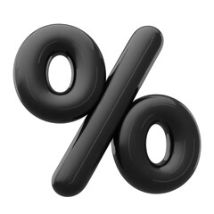 black percent symbol 3d render icon 