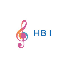 Fototapeta premium HBI “Creative music academy logo with silhouette heads and notes” HBI Later Logo, “Modern music therapy logo with faces and note symbol” 