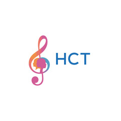 Naklejka premium HCT “Creative music academy logo with silhouette heads and notes” HCT Later Logo, “Modern music therapy logo with faces and note symbol” 