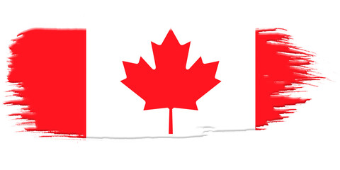 Canadian flag on abstract paint brush strok