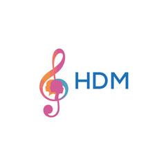 HDM “Creative music academy logo with silhouette heads and notes” HDM Later Logo, “Modern music therapy logo with faces and note symbol”
