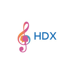 Fototapeta premium HDX “Colorful music logo with human faces and treble clef design” HDX Later Logo, “Creative music academy logo with silhouette heads and notes”HDX music, logo, HDX abstract, creative, HDX colo