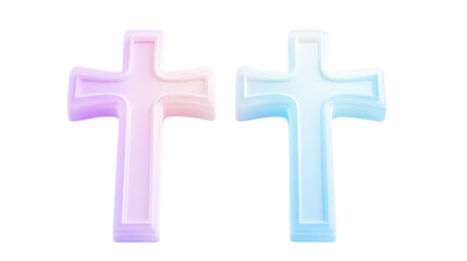 Obraz premium Pastel Crosses isolated on a Transparent or white Background