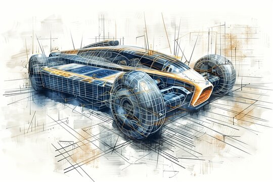 A futuristic vehicle design showcasing sleek lines and innovative engineering in a digital format.