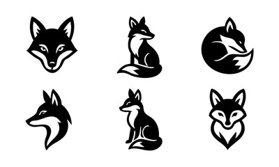 Fox collection. Wildlife and animals, vector 