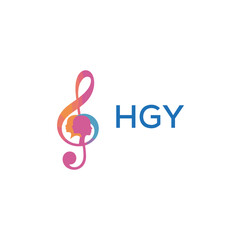 Fototapeta premium HGY “Colorful music logo with human faces and treble clef design” HGY Later Logo, “Creative music academy logo with silhouette heads and notes” 