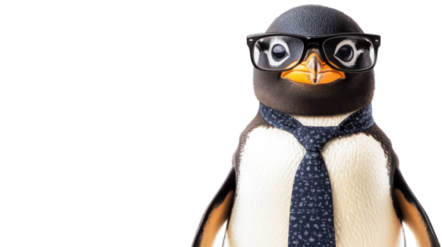 Penguin in Business Attire isolated on a Transparent or white Background