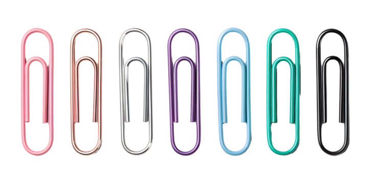 Colorful paper clips isolated on transparent background - Powered by Adobe