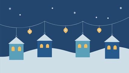 Naklejka premium winter landscape with houses