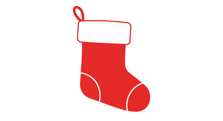 Minimalist red christmas stocking icon for holiday design