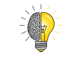 Brain and light bulb concept creativity and innovation symbol
