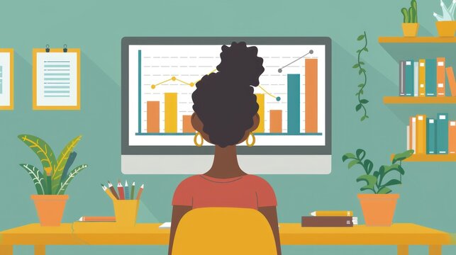 illustration of a woman sitting in a cafe