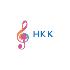 Fototapeta premium HKK “Colorful music logo with human faces and treble clef design” HKK Later Logo, “Creative music academy logo with silhouette heads and notes” 