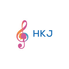 Obraz premium HKJ “Colorful music logo with human faces and treble clef design” HKJ Later Logo, “Creative music academy logo with silhouette heads and notes” 
