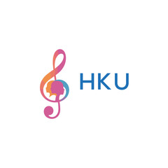 Fototapeta premium HKU “Colorful music logo with human faces and treble clef design” HKU Later Logo, “Creative music academy logo with silhouette heads and notes” 