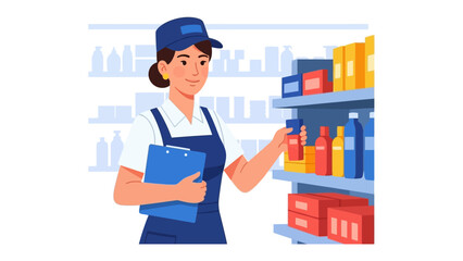 Store Clerk Organizing Shelf: A diligent store clerk meticulously organizes products on shelves, a dedication to order and efficient service within the store environment.