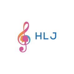 Fototapeta premium HLJ “Colorful music logo with human faces and treble clef design” HLJ Later Logo, “Creative music academy logo with silhouette heads and notes” 