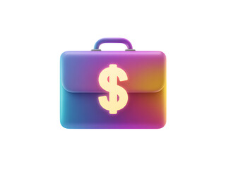 3d briefcase with dollar sign isolated on transparent background
