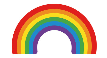 Bright rainbow arc with bold colors on white background