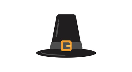 Classic pilgrim hat with gold buckle isolated on white background