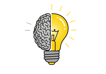 Brain and lightbulb creative concept for innovative ideas and solutions