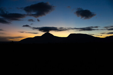 Mountain silhouette at sunrise in Canaima National Park, Venezuela