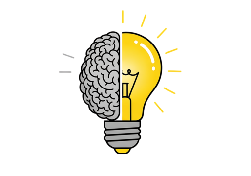 Brain and lightbulb creative concept for innovative ideas and solutions
