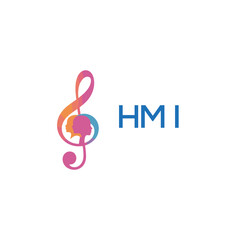 Obraz premium HMI “Colorful music logo with human faces and treble clef design” HMI Later Logo, “Creative music academy logo with silhouette heads and notes” 
