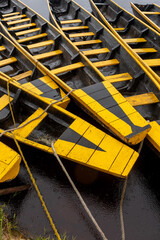 Traditional wooden boats for river travel in Canaima, Venezuela