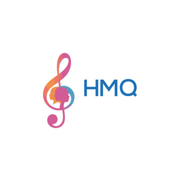 HMQ &ldquo;Colorful music logo with human faces and treble clef design&rdquo; HMQ Later Logo, &ldquo;Creative music academy logo with silhouette heads and notes&rdquo; 
