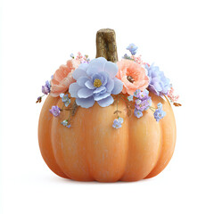 halloween pumpkin with flowers
