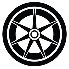 Fototapeta premium Black Vector Illustration of a Car Wheel Rim with Five Spokes
