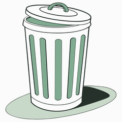 Mint green trash can illustration with lid ajar, perfect for eco-friendly designs, waste management concepts, and sustainable living themes
