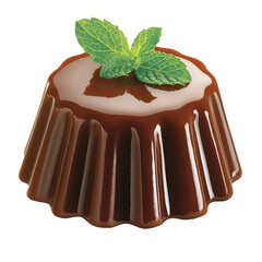 Chocolate Dessert with Mint Leaf isolated on white or transparent background, png clipart, design element. Easy to place object on any other background.