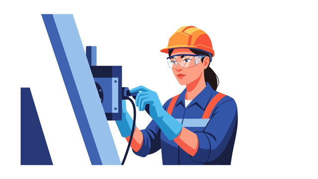 Engineering Precision: A skilled engineer in safety gear meticulously examines a mechanical component, underscoring the significance of technical expertise and dedicated workmanship.