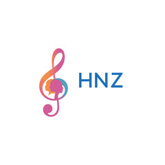 Fototapeta premium HNZ “Colorful music logo with human faces and treble clef design” HNZ Later Logo, “Creative music academy logo with silhouette heads and notes” 