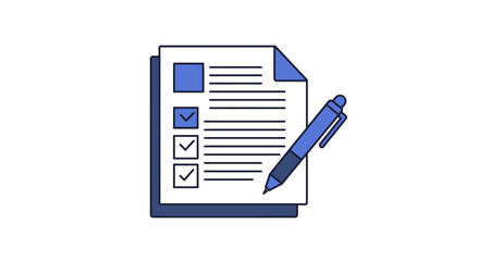 Checklist with pen icon in modern flat design for task management and organization