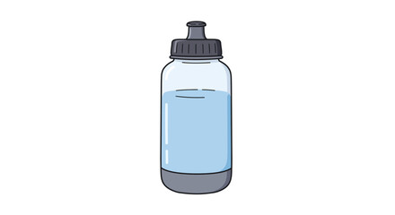 Isolated baby bottle with liquid in simple cartoon style on white background