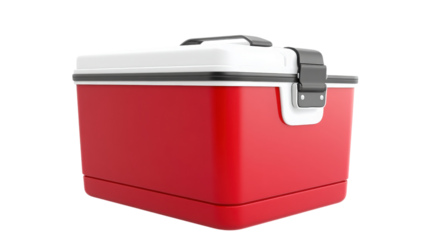 Red Cooler Box isolated on a Transparent or white Background