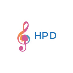 Obraz premium HPD “Colorful music logo with human faces and treble clef design” HPD Later Logo, “Creative music academy logo with silhouette heads and notes” 