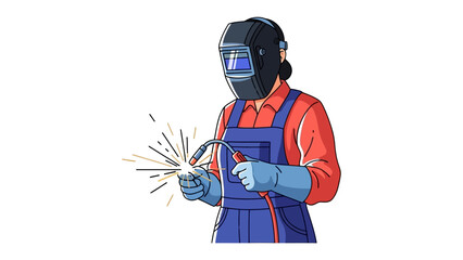 Welder at Work: A skilled welder, clad in protective gear, focuses intensely on their task, their welding tool sparking with precision in a clean.