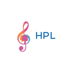 Fototapeta premium HPL “Colorful music logo with human faces and treble clef design” HPL Later Logo, “Creative music academy logo with silhouette heads and notes” 