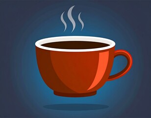 A vibrant red cup of steaming coffee