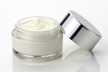 A jar of face cream isolated on white background, showcasing skincare product and beauty routine for healthy and radiant skin