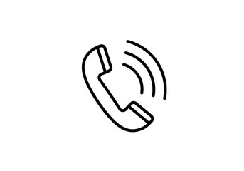 Phone icon ringing with white outline on a black background