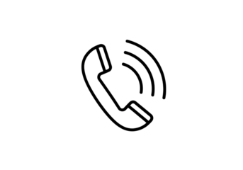 Phone icon ringing with white outline on a black background
