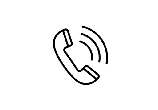 Phone icon ringing with white outline on a black background