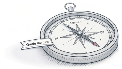 Hand-drawn Compass Illustration with Leadership Message Concept