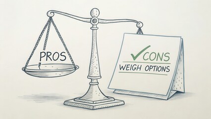 Balance Between Pros and Cons for Decision Making Process Illustration