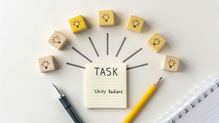 Creative Workspace with Task Notes and Idea Symbols for Inspiration